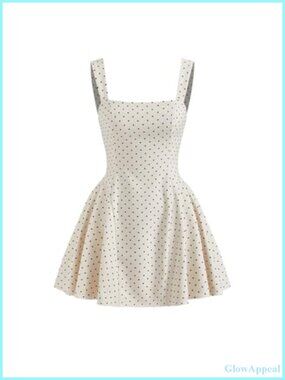 Polka Dot Square Neck Sleeveless Mini Dress Going Out Summer